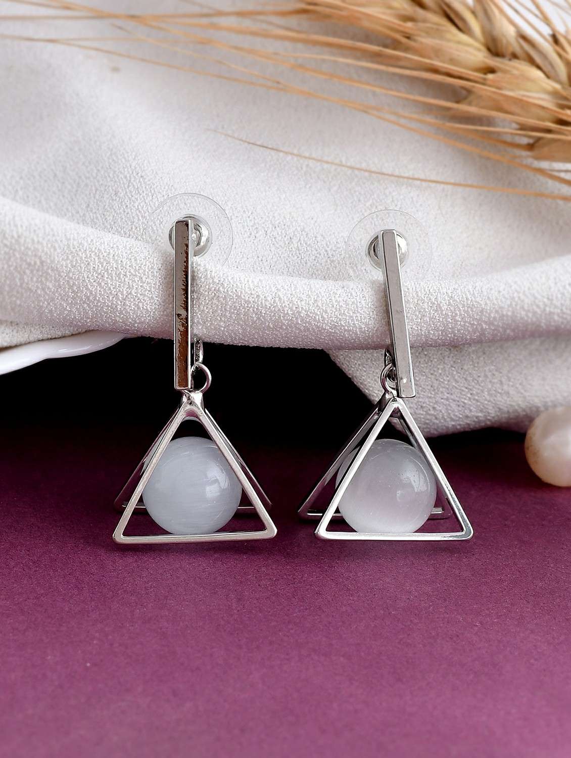 silver stainless steel drop earring