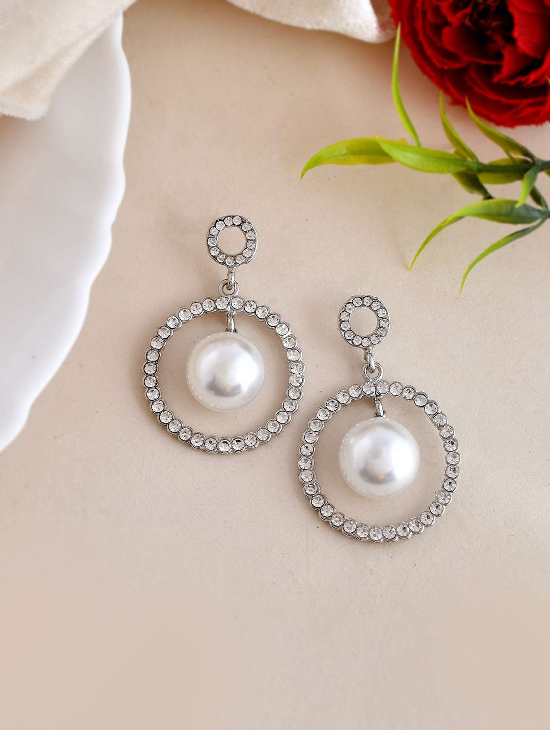 silver stainless steel drop earring