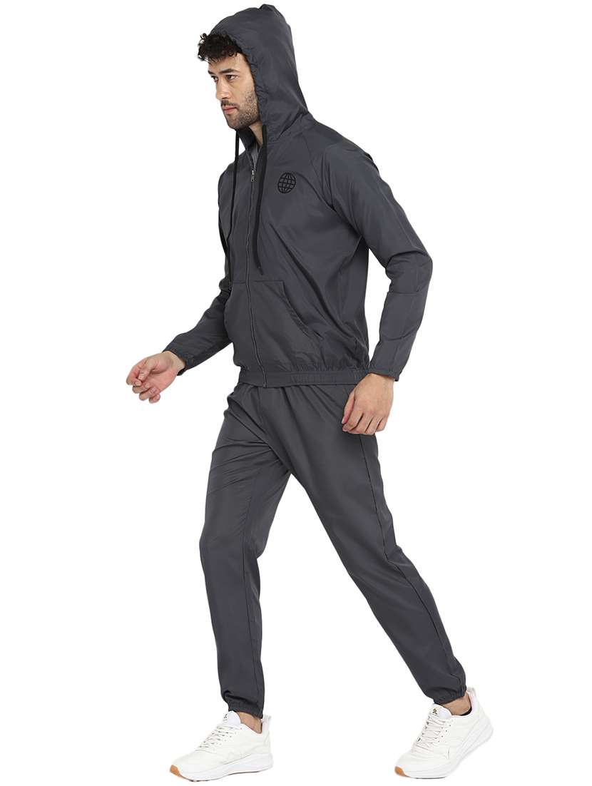 men solid charcoal polyester track pant ankle length track suit - 20405566 -  Standard Image - 1