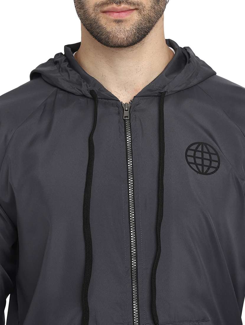 men solid charcoal polyester track pant ankle length track suit - 20405566 -  Standard Image - 4