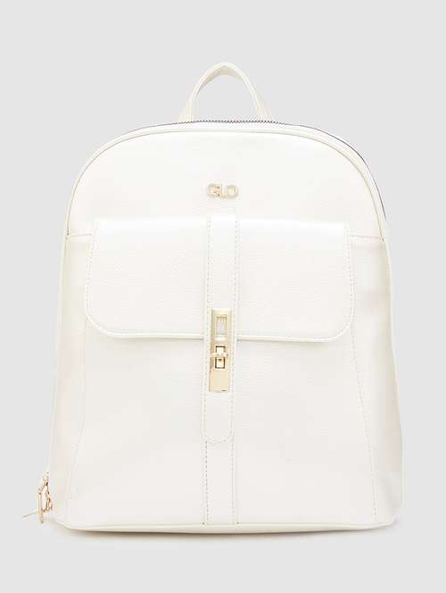 white solid leatherette regular backpack - 20405738 -  Standard Image - 0
