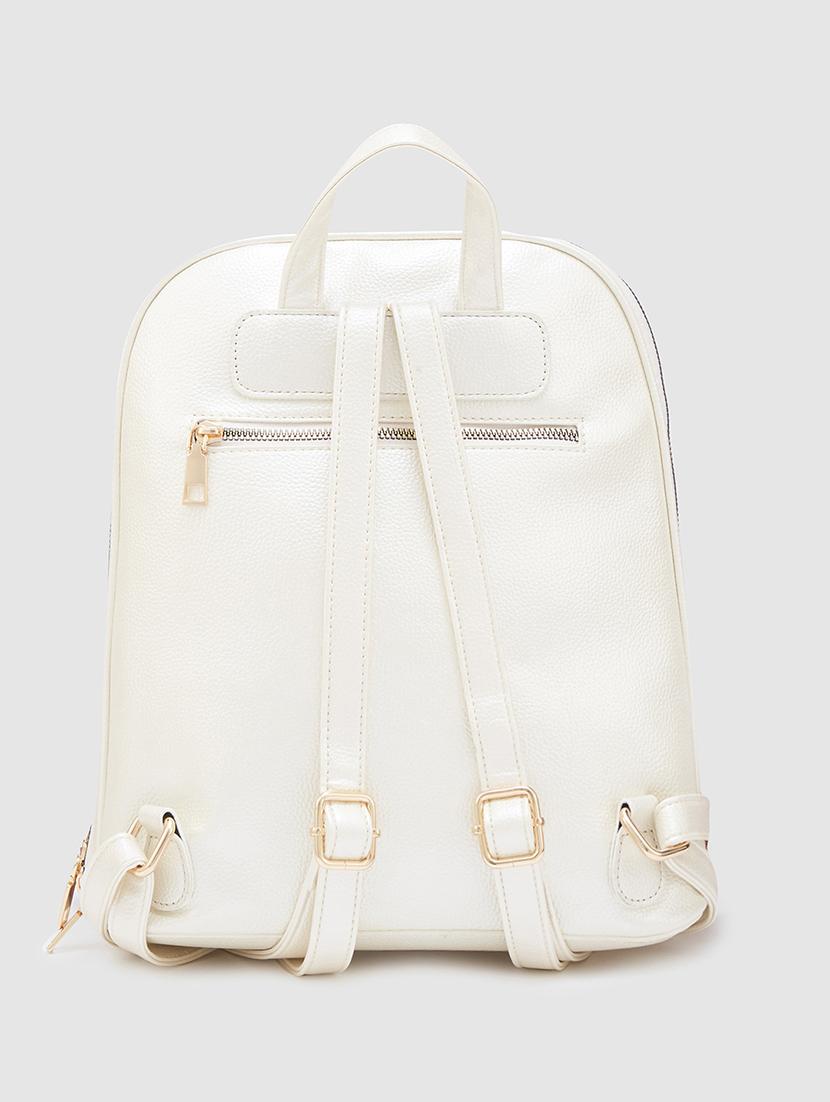 white solid leatherette regular backpack - 20405738 -  Standard Image - 1