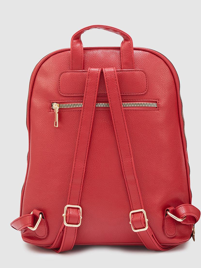 red solid leatherette regular backpack - 20405739 - Standard Image - 1