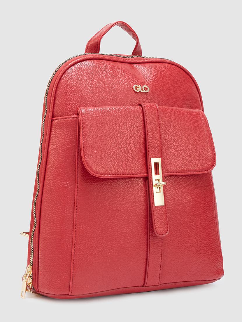 red solid leatherette regular backpack - 20405739 - Standard Image - 4