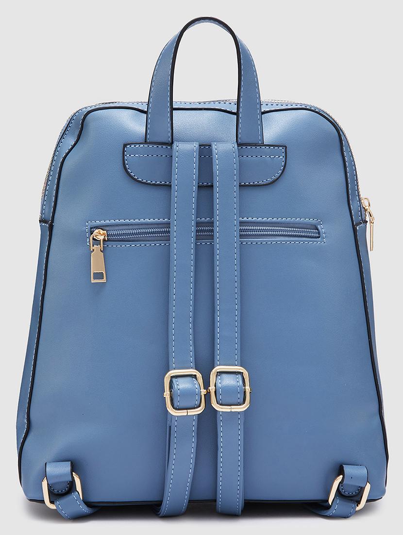 blue texture leatherette regular backpack - 20405742 -  Standard Image - 1