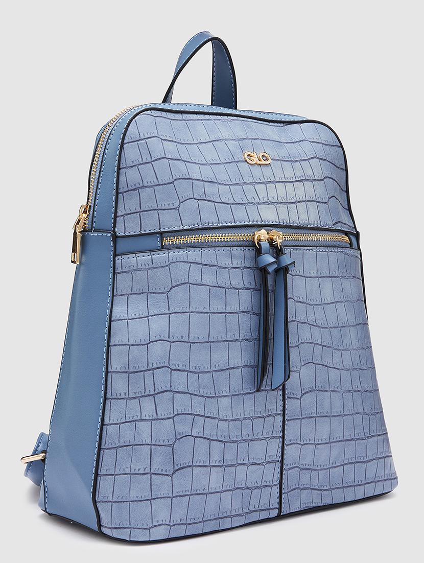 blue texture leatherette regular backpack - 20405742 - Standard Image - 4