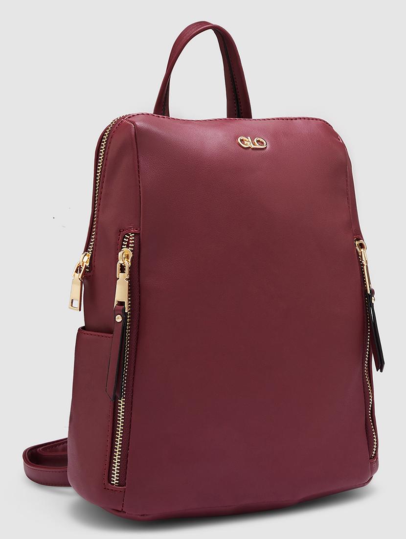 burgundy solid leatherette regular backpack - 20405744 - Standard Image - 4