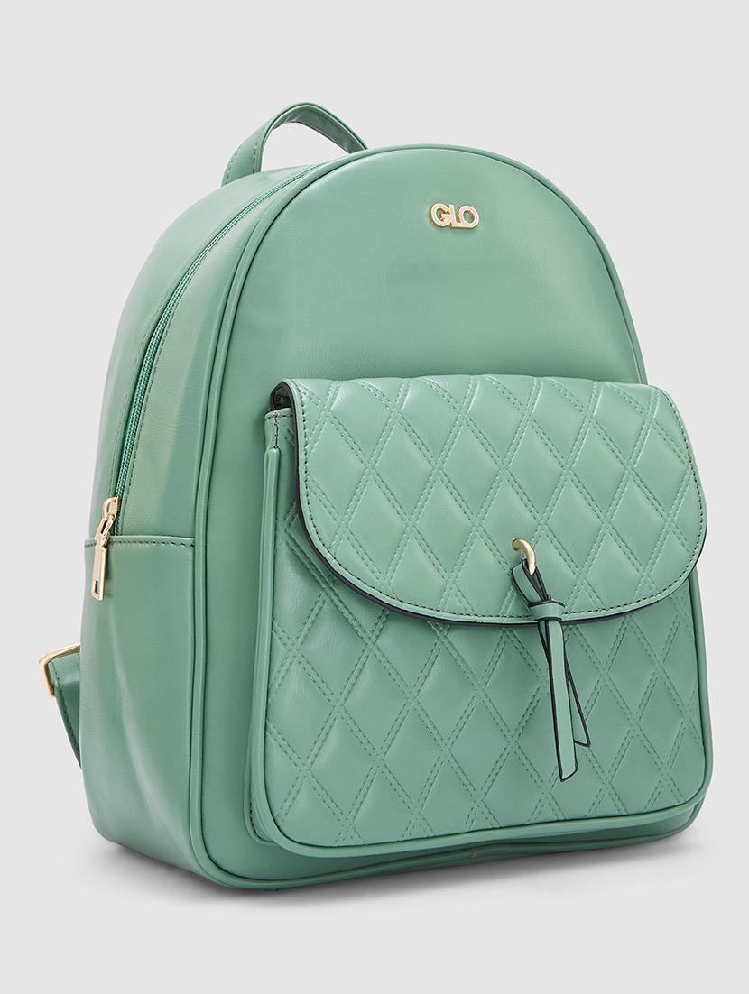 green textured leatherette regular backpack - 20405745 - Standard Image - 4