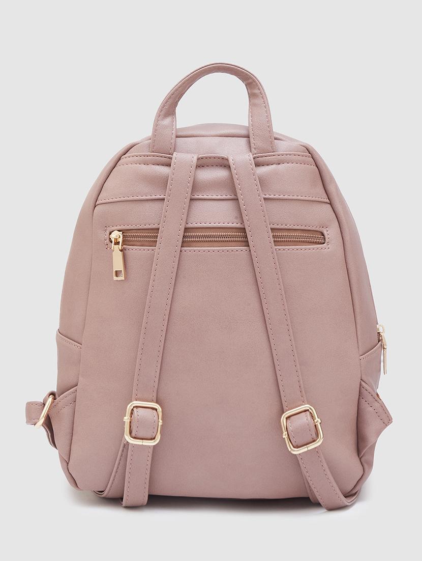 women solid leatherette regular backpack - 20405746 -  Standard Image - 1