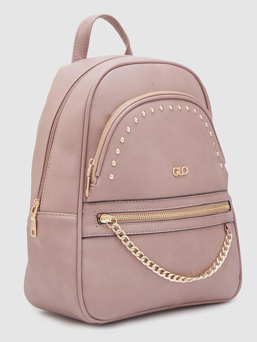 women solid leatherette regular backpack - 20405746 - Standard Image - 4