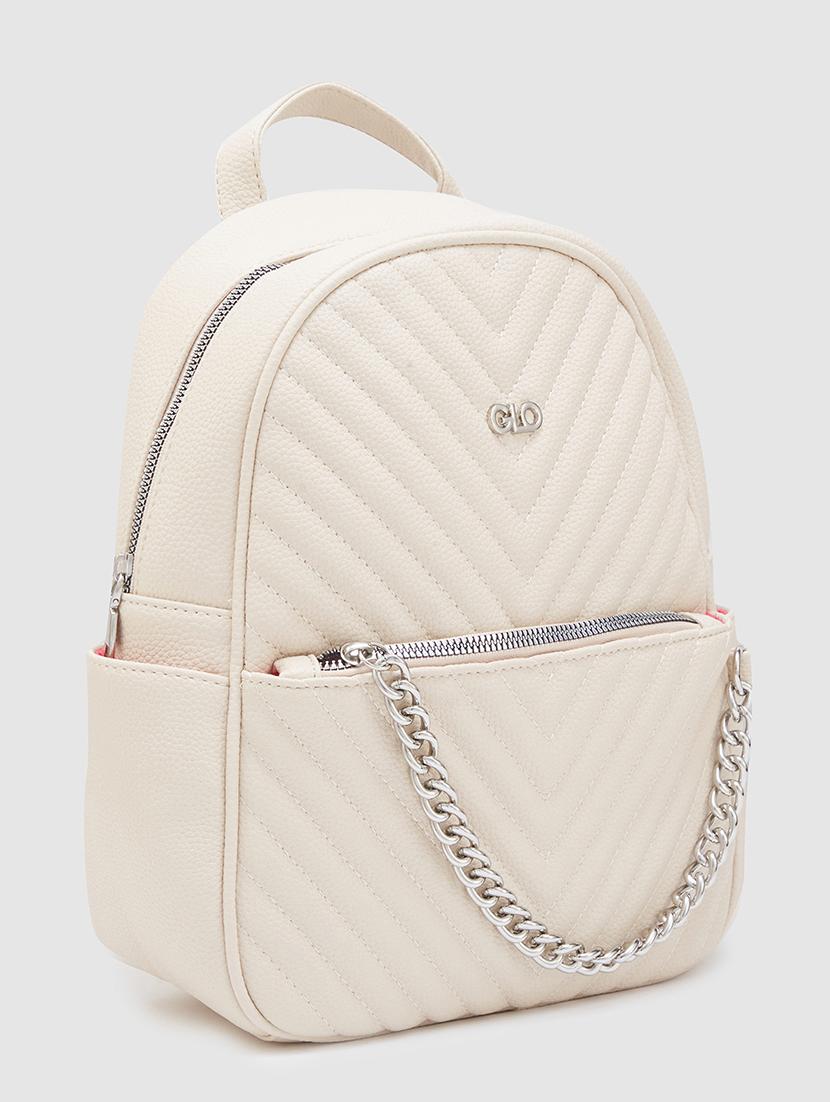 globus women ivory textured smart casual backpack - 20405748 - Standard Image - 4