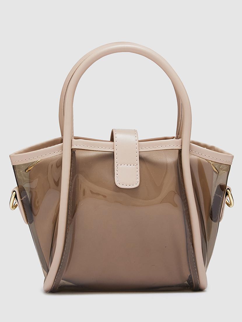 women solid leatherette handbag - 20405797 - Standard Image - 1