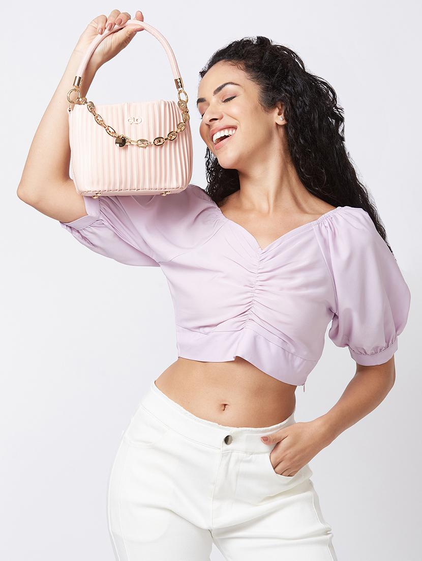 women peach leatherette handbag - 20405798 - Standard Image - 6