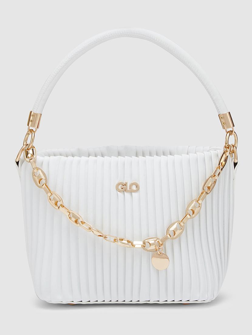 white leatherette regular handbag - 20405799 - Standard Image - 4