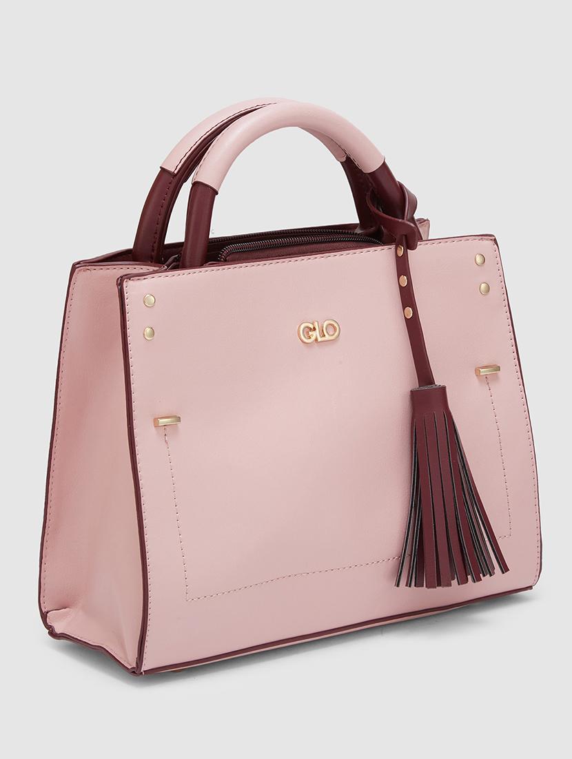 women pink leatherette pu regular handbag - 20405800 - Standard Image - 4