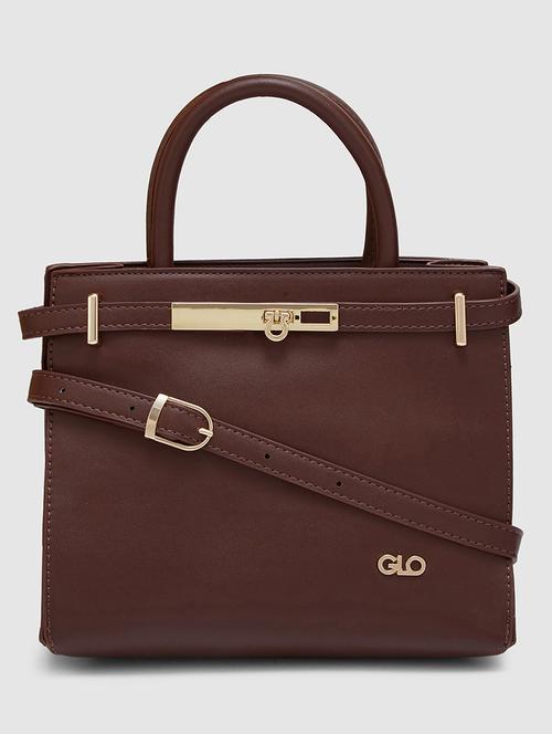 women solid leatherette handbag - 20405802 - Standard Image - 0