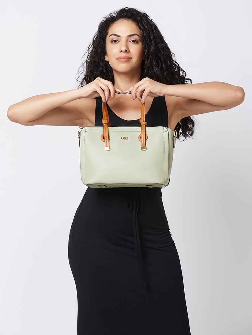 women solid leatherette handbag - 20405804 - Standard Image - 6