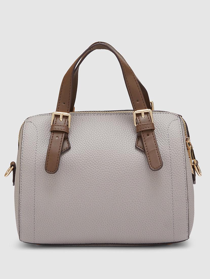 women solid leatherette handbag - 20405807 - Standard Image - 1