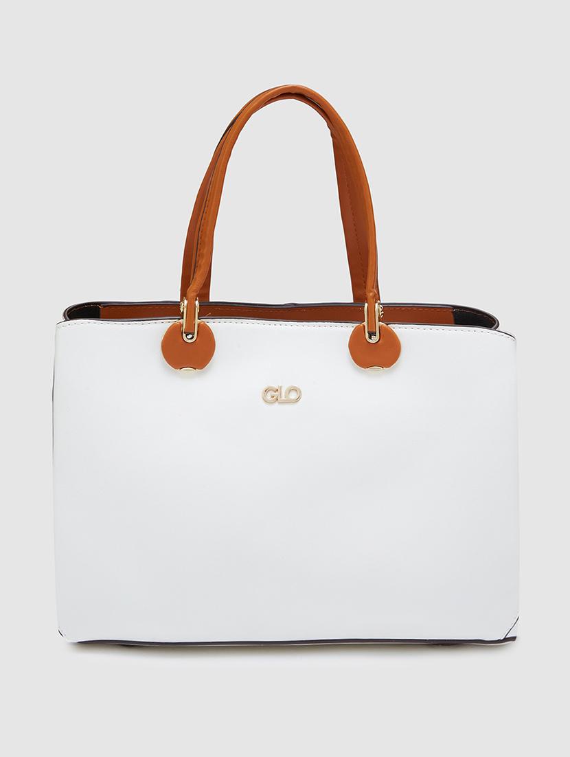women solid leatherette handbag - 20405810 - Standard Image - 1