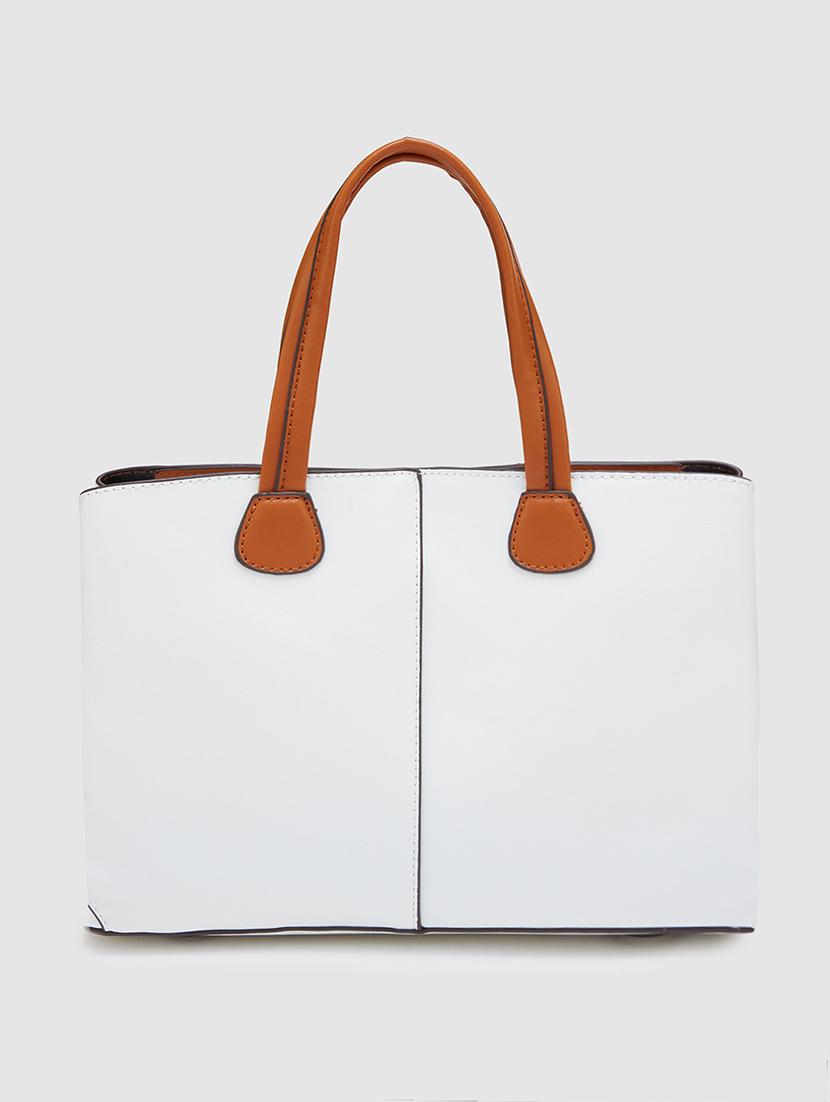 women solid leatherette handbag - 20405810 - Standard Image - 4