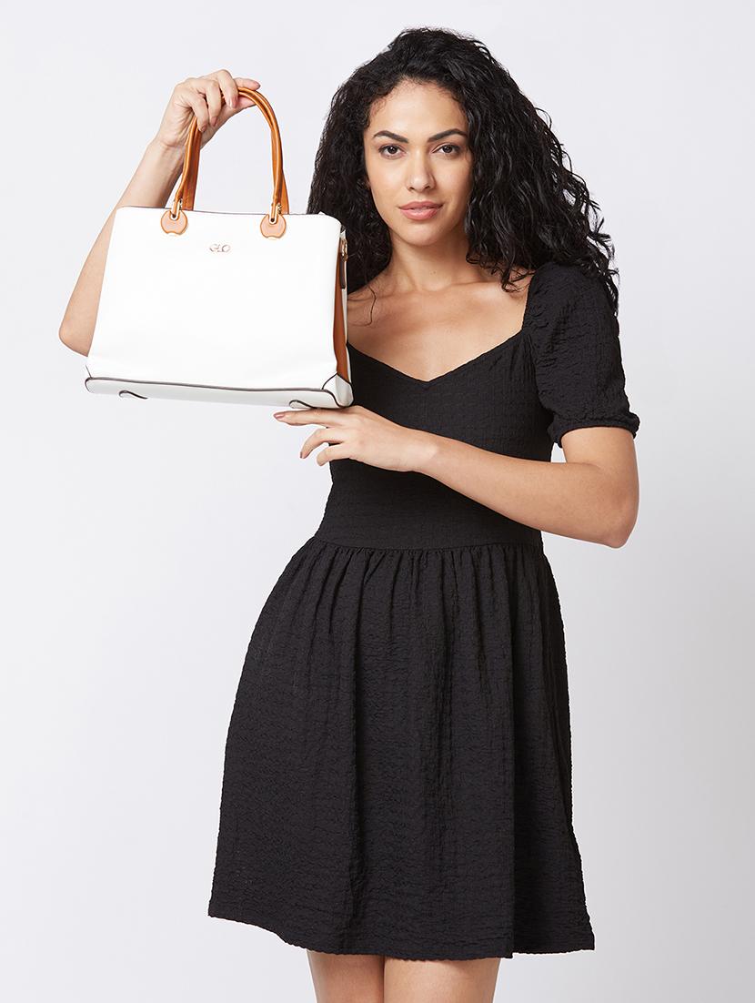 women solid leatherette handbag - 20405810 - Standard Image - 6