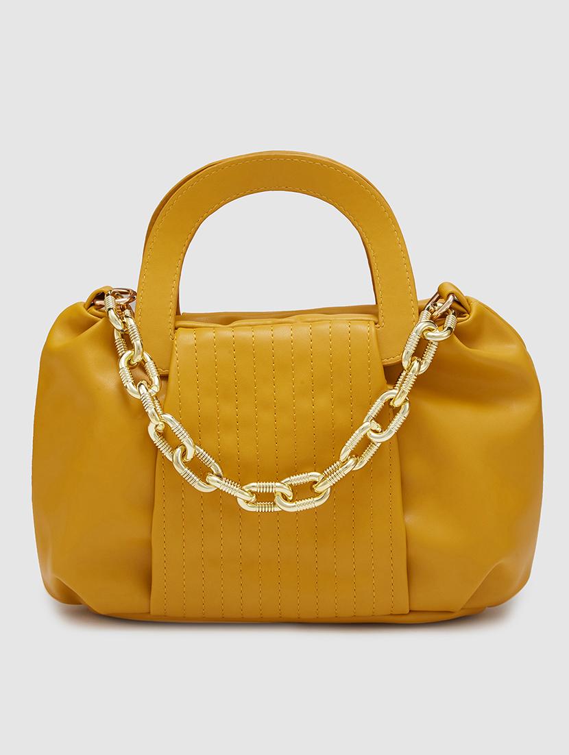 mustard leatherette (pu) regular handbag - 20405823 - Standard Image - 4