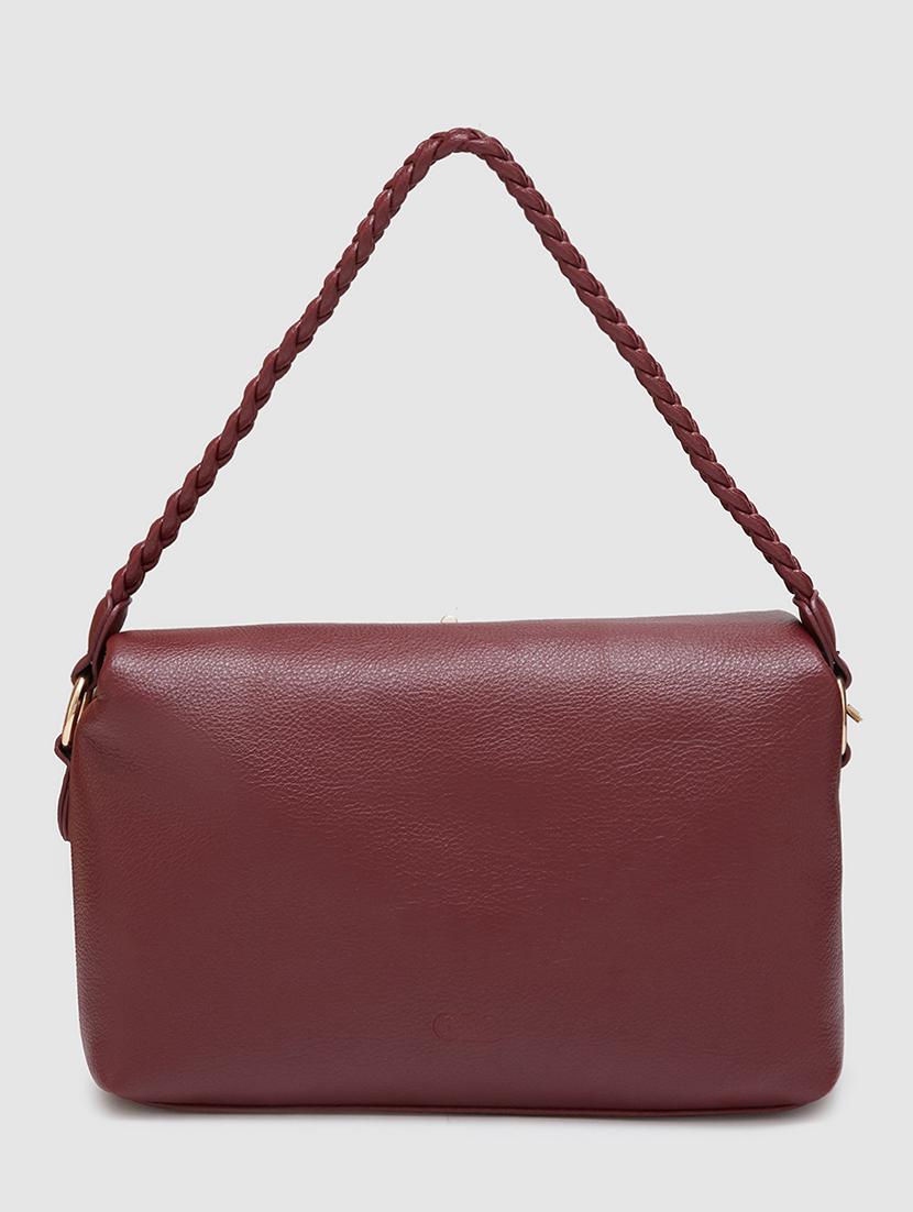 women solid leatherette (pu) regular handbag - 20405828 - Standard Image - 1