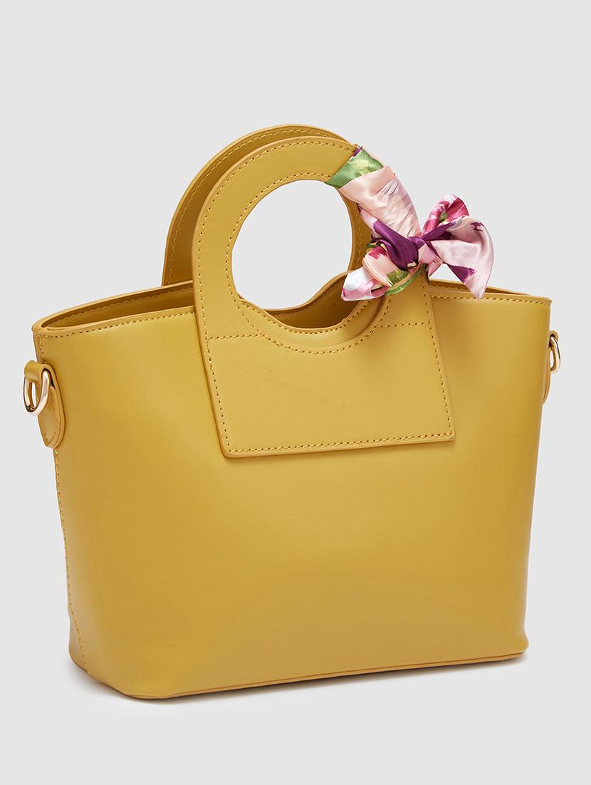 women solid leatherette handbag - 20405831 - Standard Image - 4