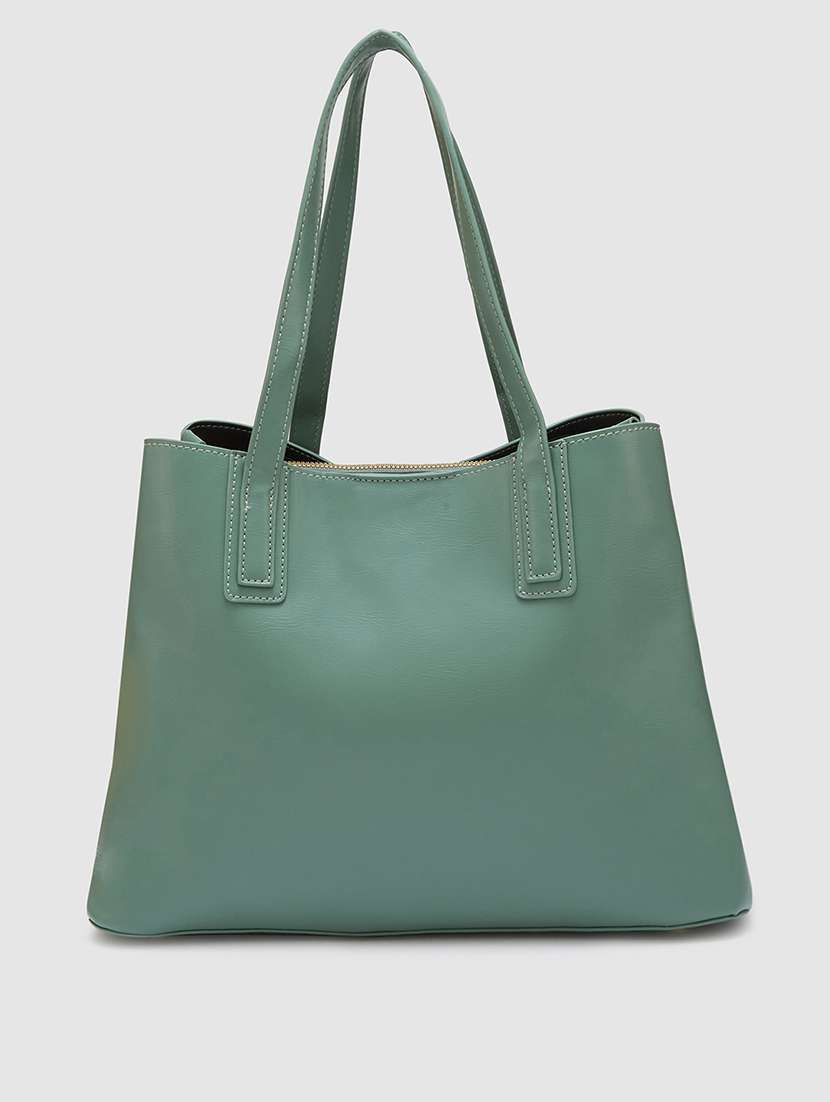 women solid leatherette handbag - 20405856 -  Standard Image - 1