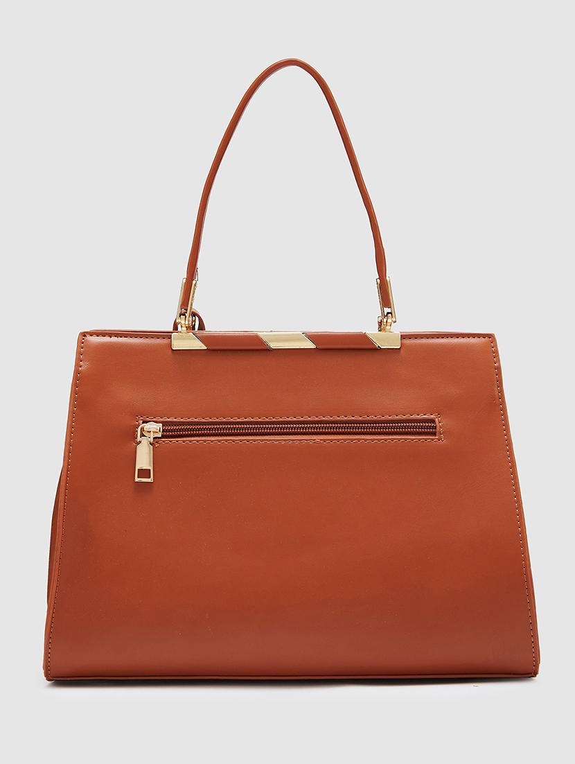 women solid leatherette handbag - 20405859 - Standard Image - 1