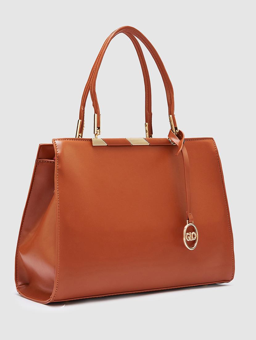 women solid leatherette handbag - 20405859 - Standard Image - 4
