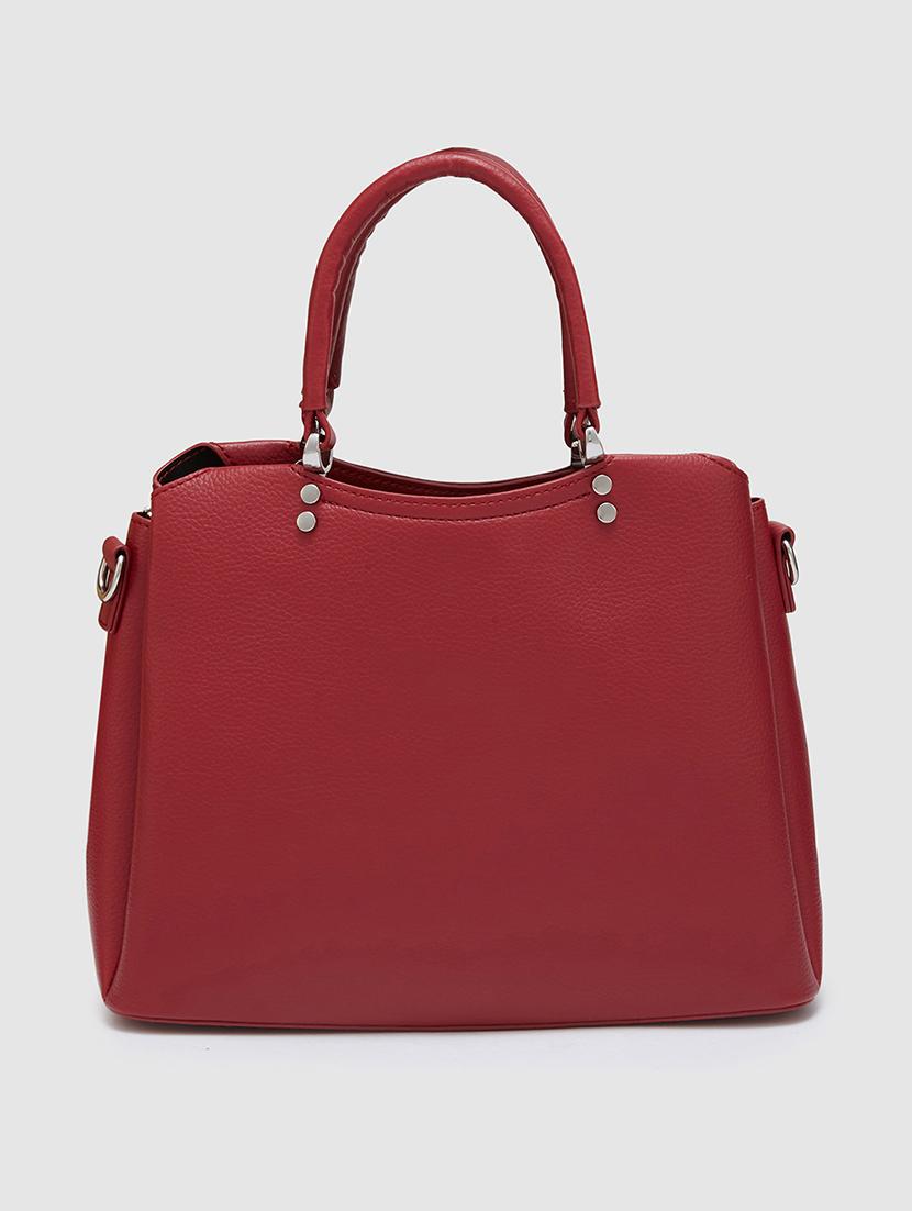 women solid leatherette handbag - 20405861 - Standard Image - 1