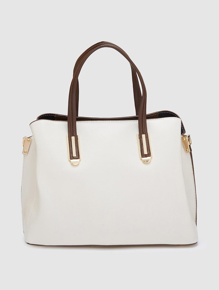 women solid leatherette handbag - 20405864 - Standard Image - 1