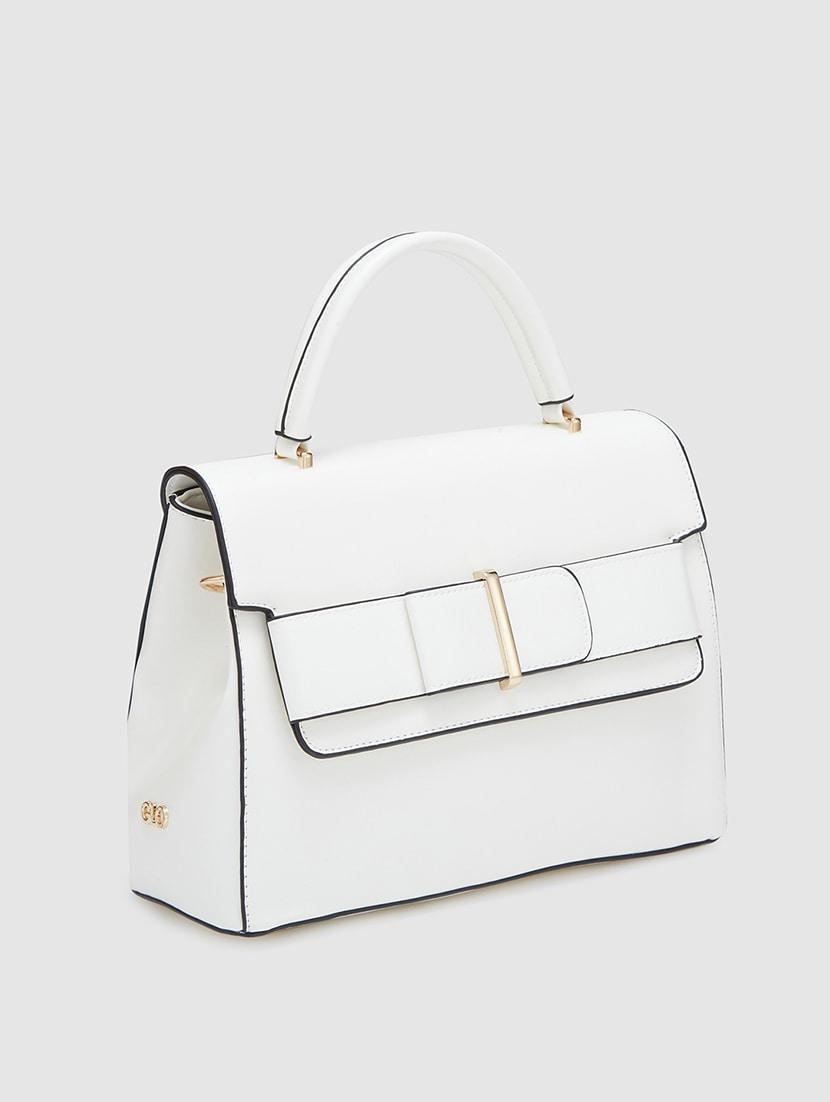 women solid leatherette handbag - 20405868 - Standard Image - 4