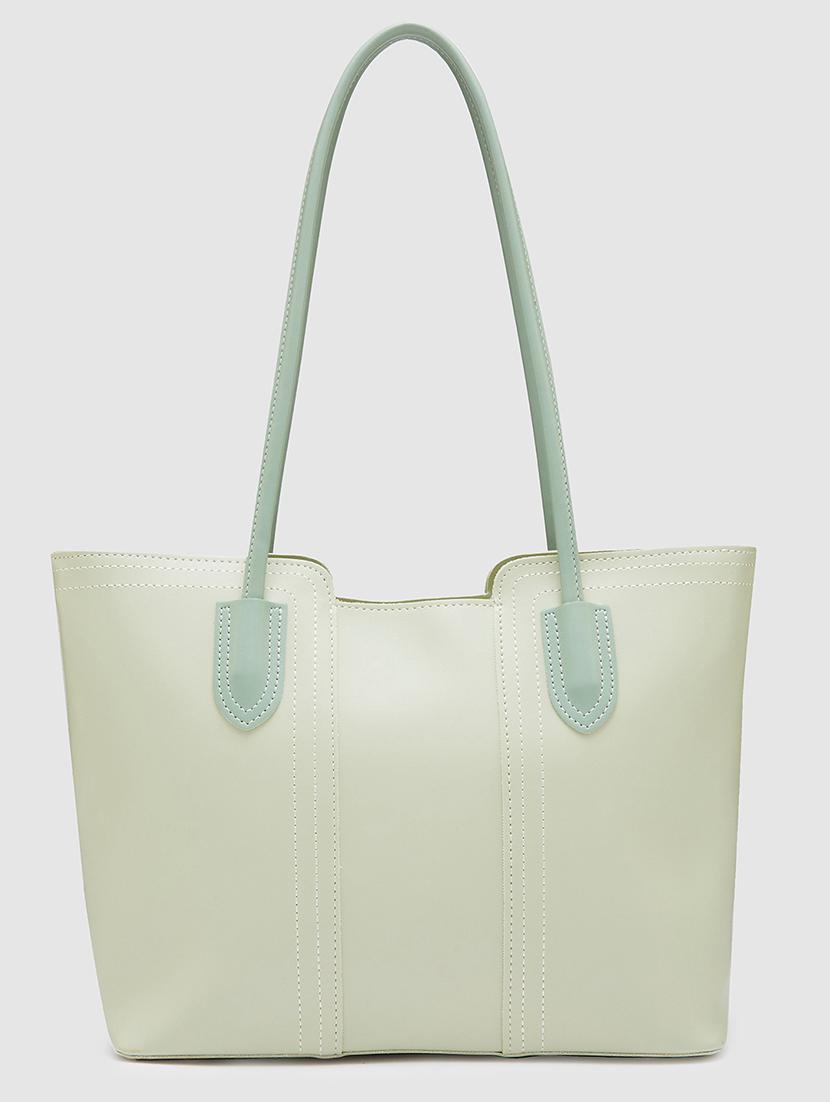 women solid leatherette handbag - 20405890 - Standard Image - 1