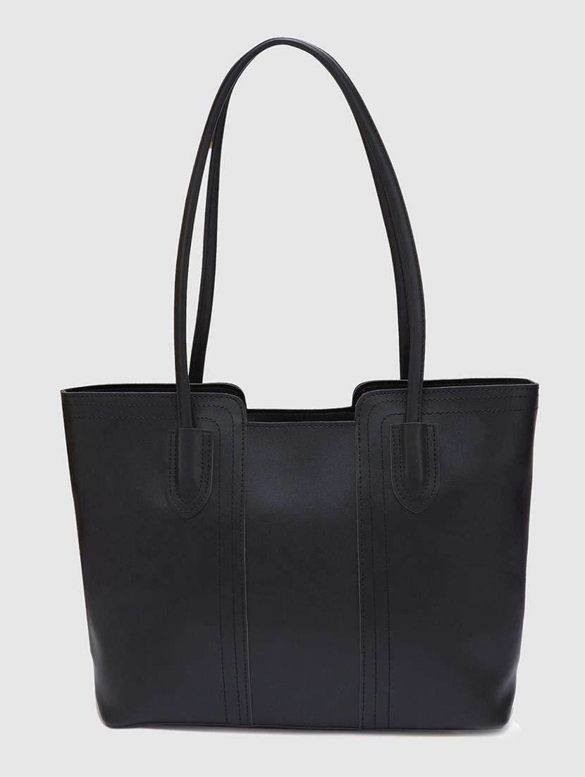 women solid leatherette handbag - 20405891 - Standard Image - 1