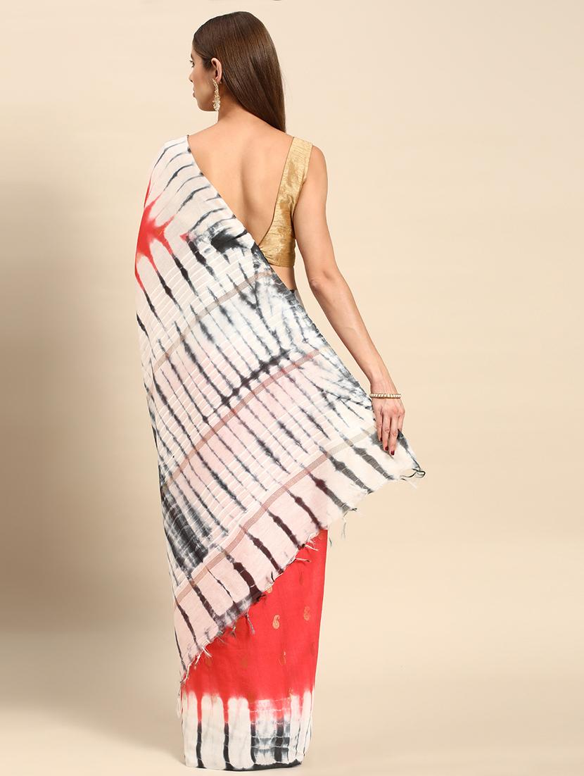 women's tie & dye red colored saree with blouse - 20405990 -  Standard Image - 1