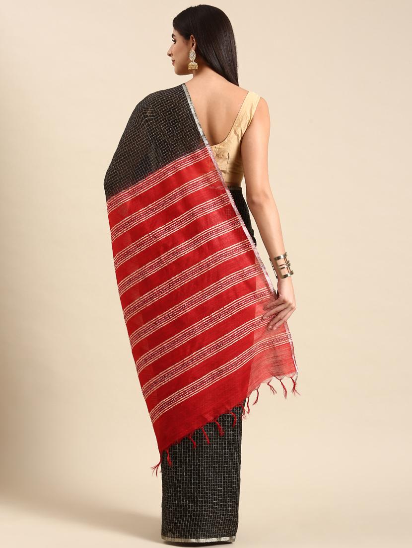 women's self design black colored saree with blouse - 20406027 - Standard Image - 1