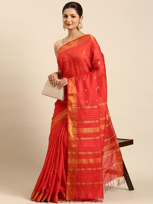 women's self design red colored saree with blouse - 20406032 -  Standard Image - 0