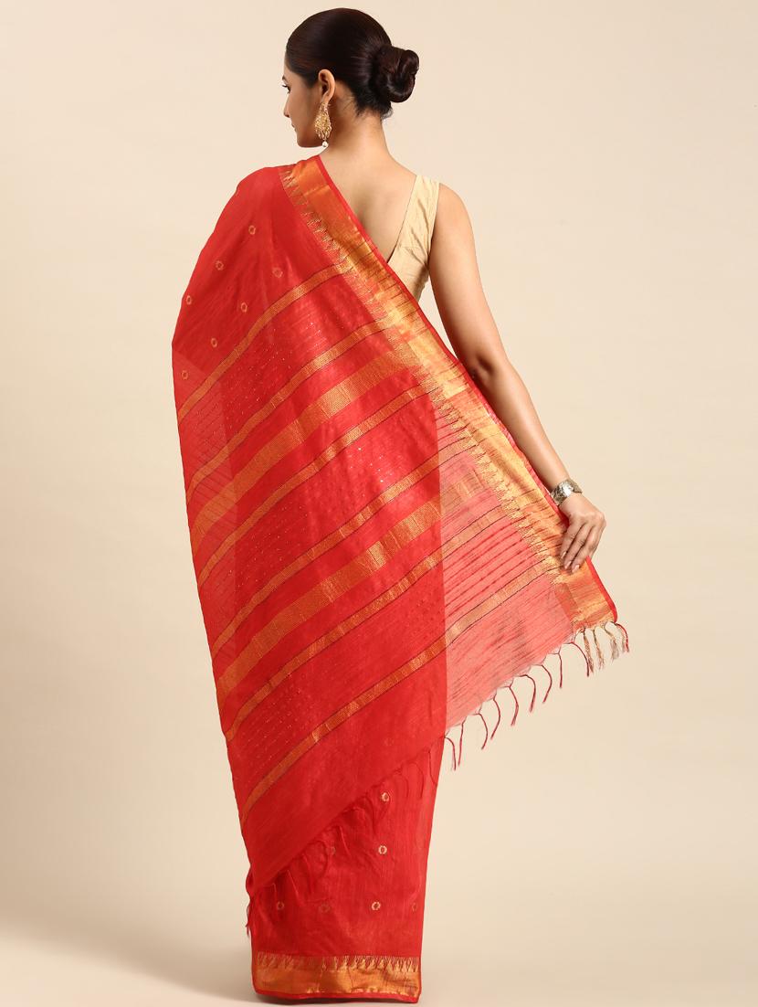 women's self design red colored saree with blouse - 20406032 -  Standard Image - 1