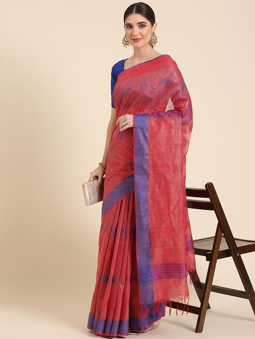 women's self design red colored saree with blouse - 20406113 - Standard Image - 0