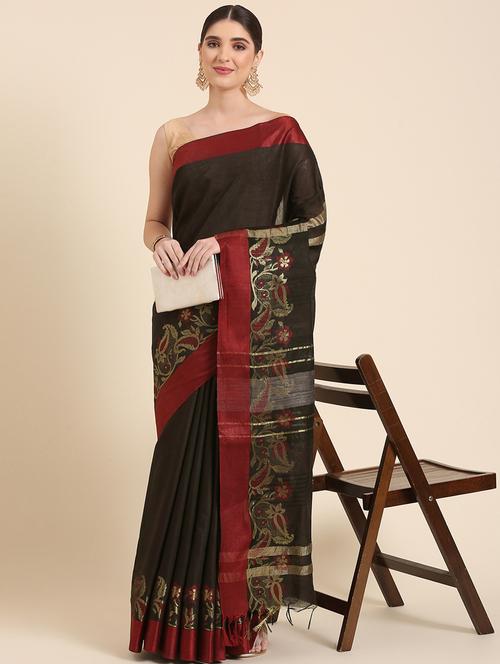 women's paisley black colored saree with blouse - 20406151 -  Standard Image - 0