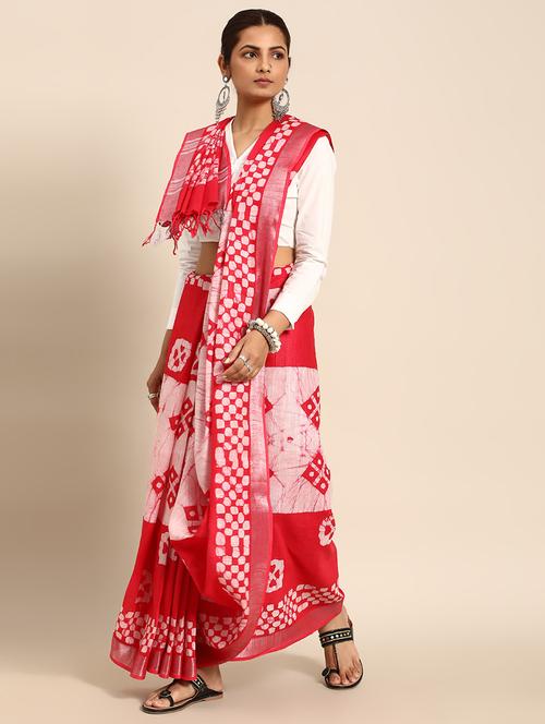 women's printed red colored saree with blouse - 20406154 -  Standard Image - 0