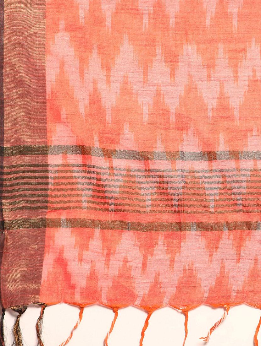women's ikat pink colored saree with blouse - 20406158 - Standard Image - 4