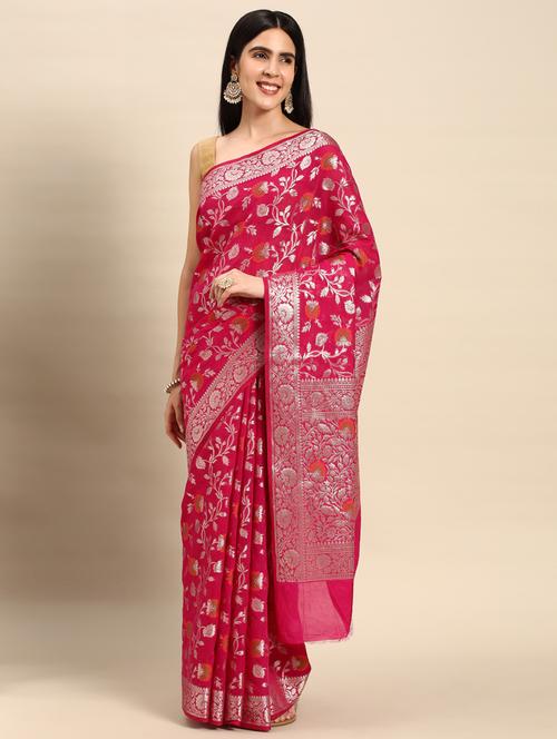 women's banarasi saree with blouse - 20406218 - Standard Image - 0