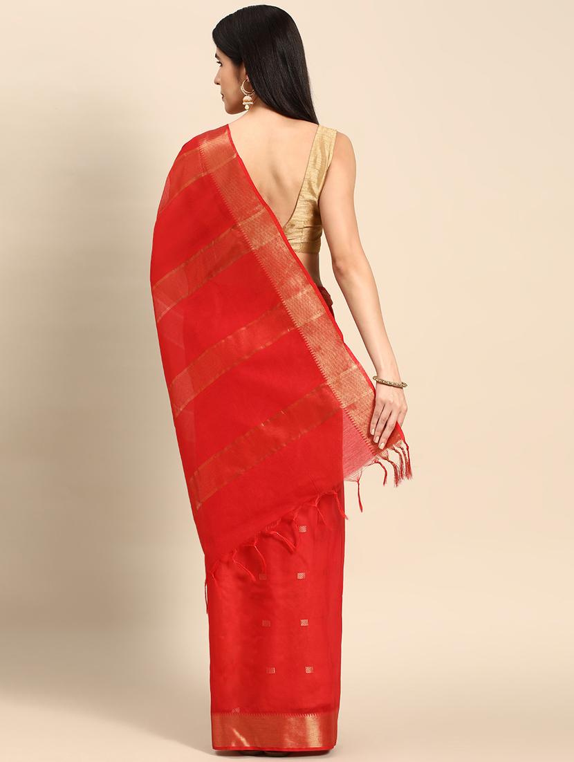 women's self design red colored saree with blouse - 20406267 - Standard Image - 1