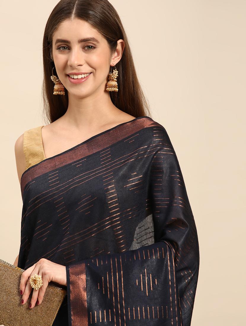 women's ombre navy blue colored saree with blouse - 20406273 - Standard Image - 4