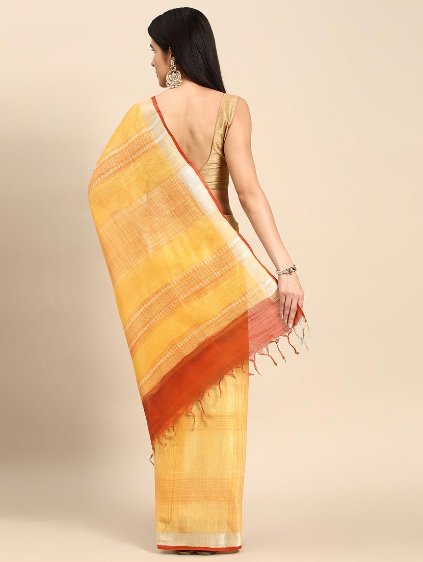 women's self design yellow colored saree with blouse - 20406279 - Standard Image - 1