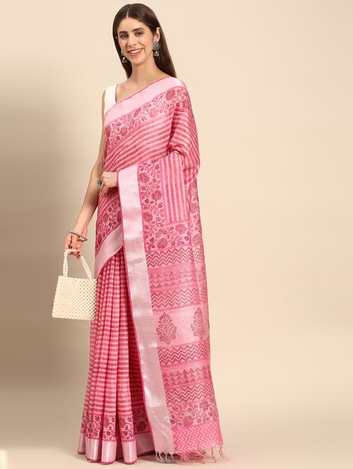 women's printed rosewater colored saree with blouse - 20406293 -  Standard Image - 0