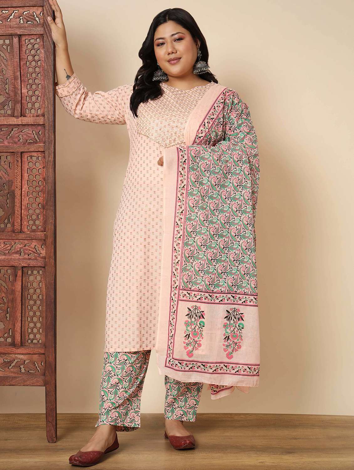 floral kurta pant with dupatta 